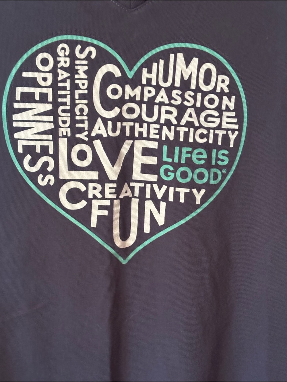 Life Is Good Women's V-Neck Crusher Tee in Navy with White Logo - Picture 3 of 4